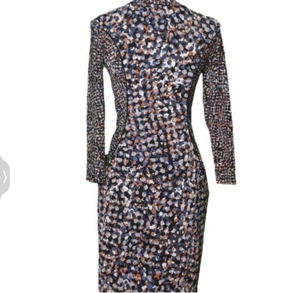 REVOLVE x BCBGMaxAzria Midi Dress Retro mod mobwife longsleeve Ruched S - Picture 1 of 10